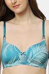 Triumph Padded Non Wired Medium Coverage T-Shirt Bra - Green Dark Combination — thumbnail 4